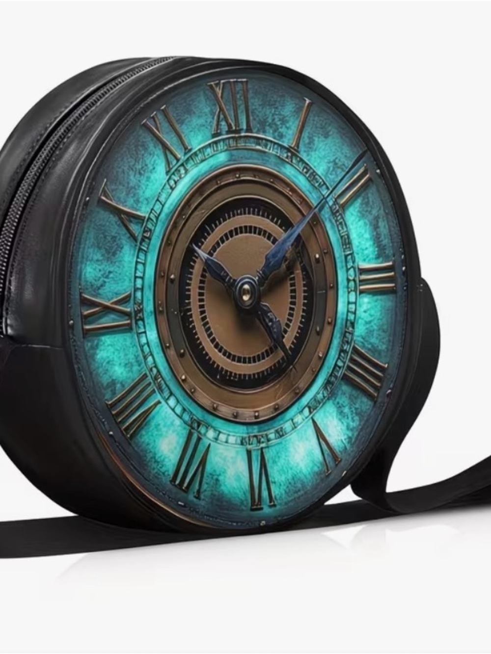 Steampunk Clock Crossbody Bag Round Vintage Style Purse Adjustable Strap Retro - Picture 2 of 14